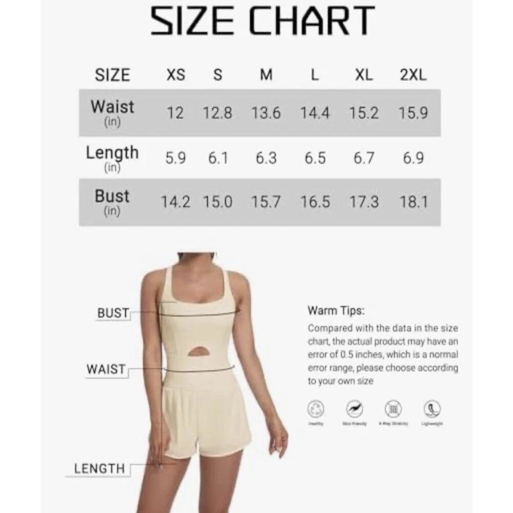 Womens Workout Romper One Piece Bodysuit Shorts Jumpsuit Gym Yoga Athletic Beige - Picture 6 of 6
